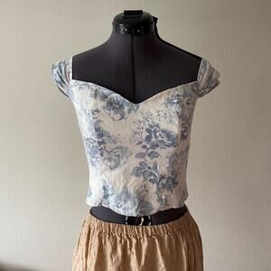Reformation Eden Linen Top Cottage Boho Victorian Revival | Size 0